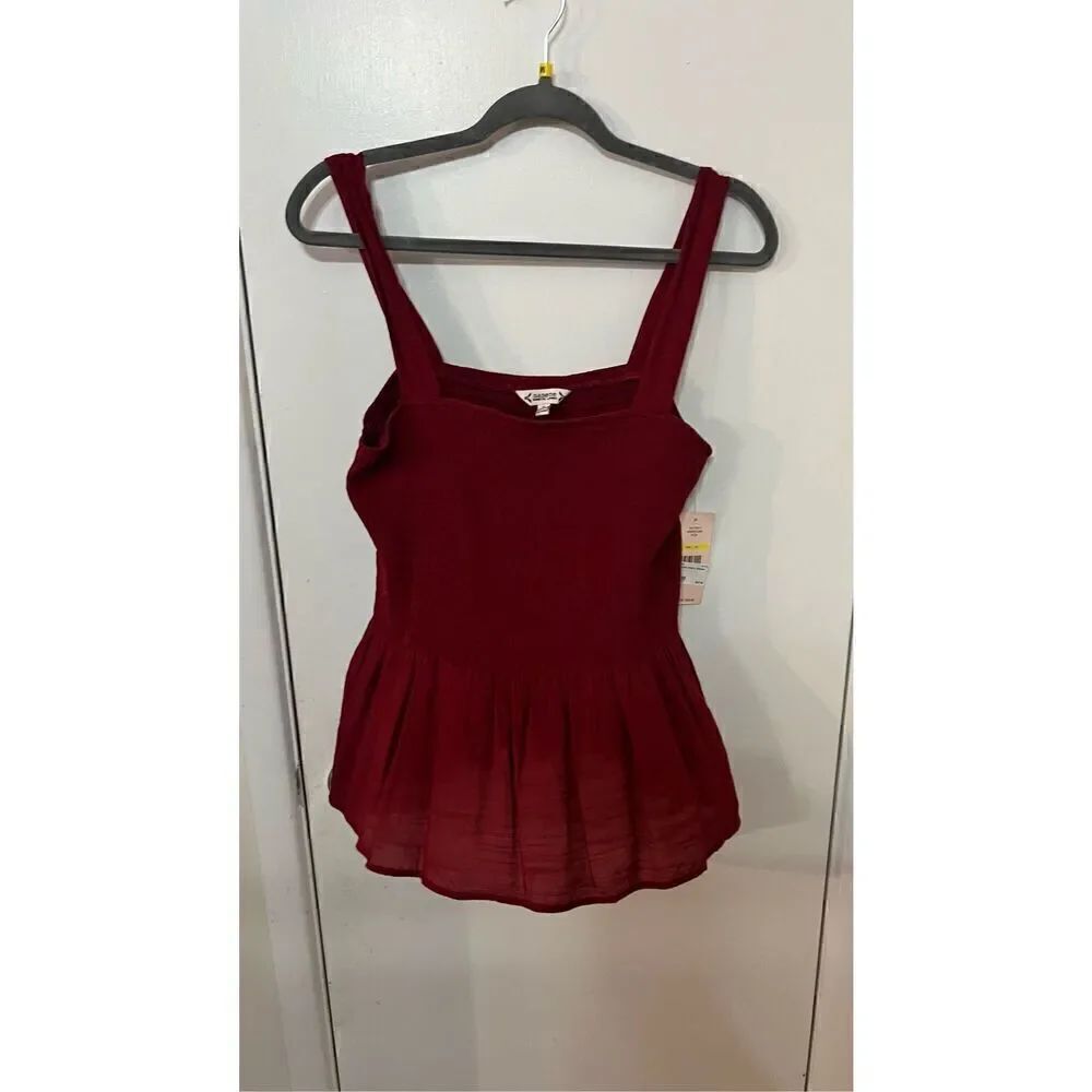 Nanette Lepore Burgundy Gauze Tank Crop Top Womens SZ  M New